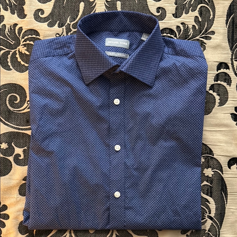 Michael Kors Blue Casual Button Down Pattern